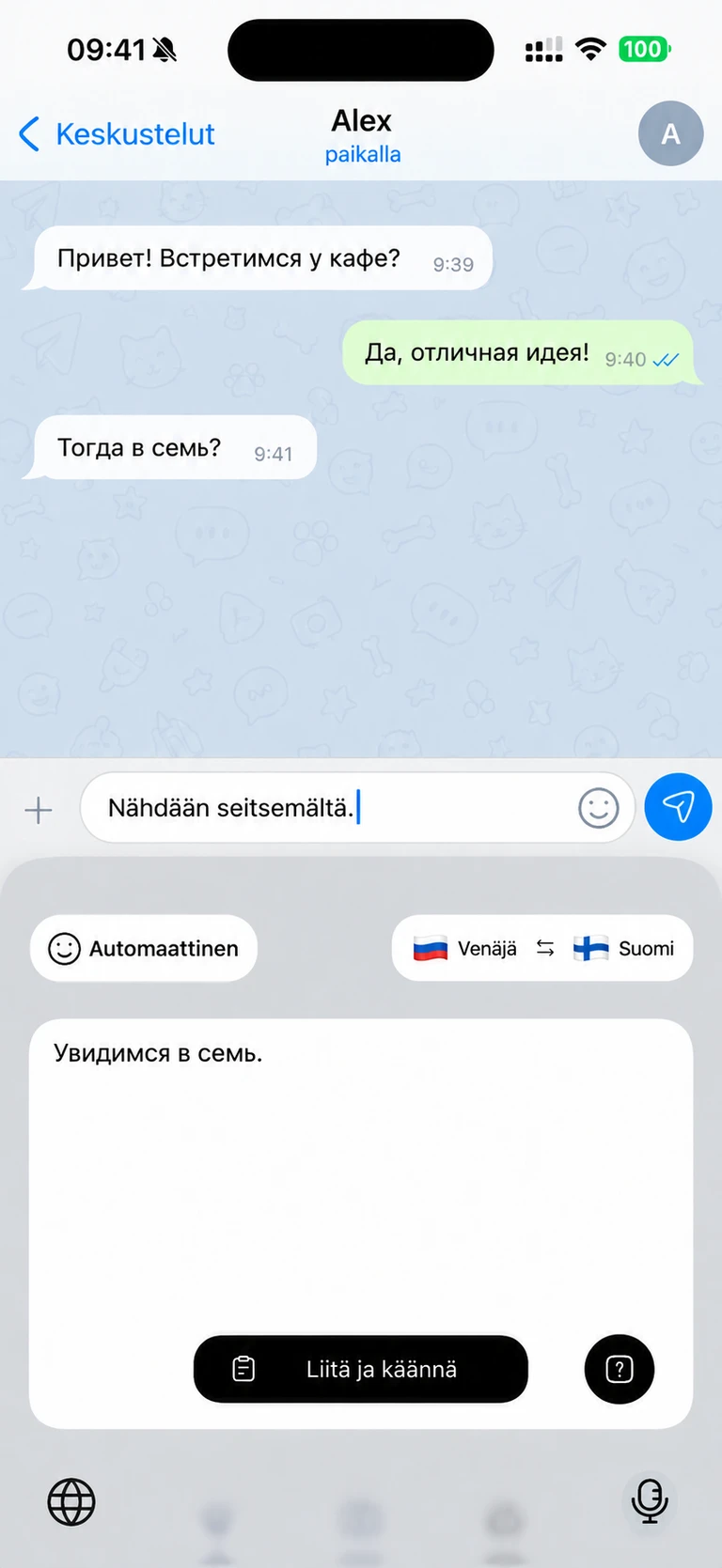 Vastaa tutussa sovelluksessa.