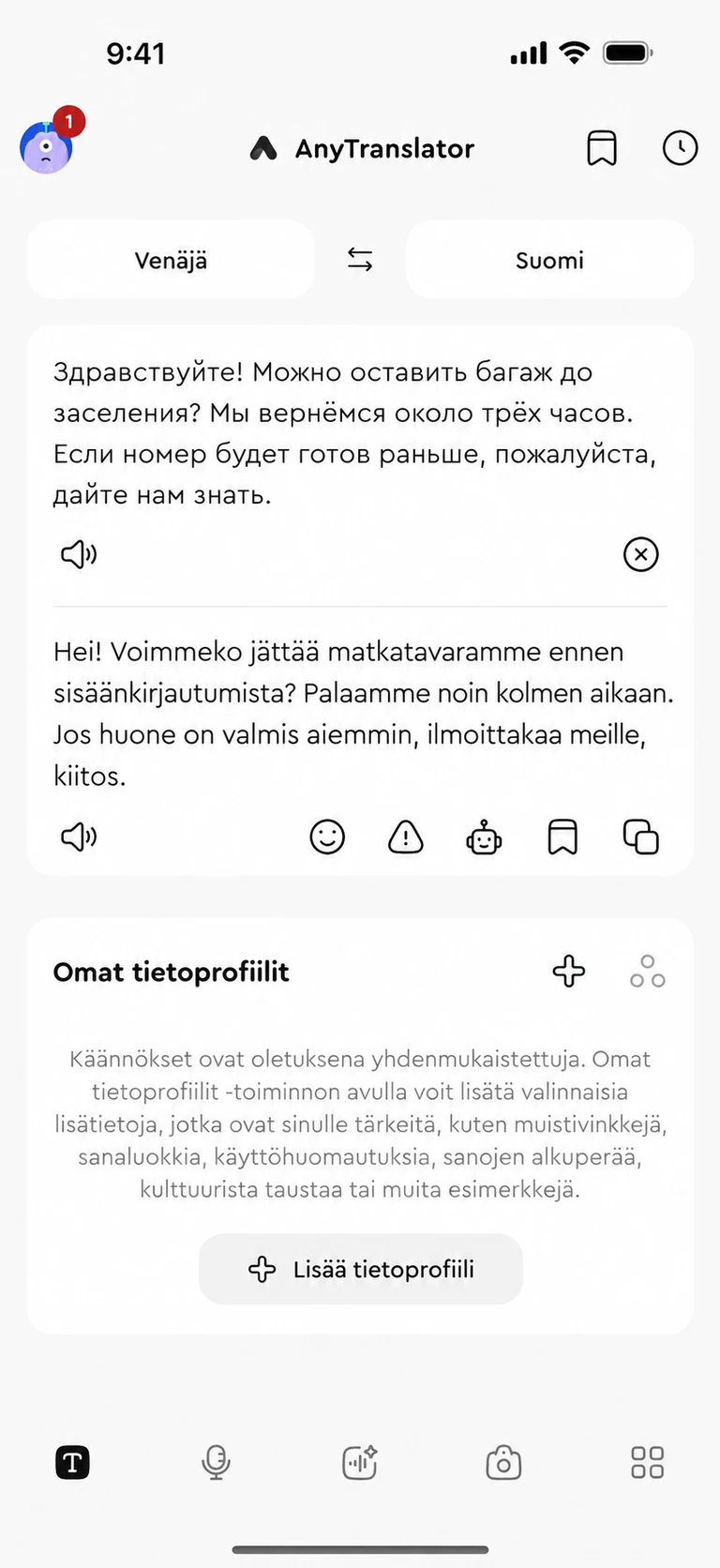 Luontevat sanat, sopiva sävy.