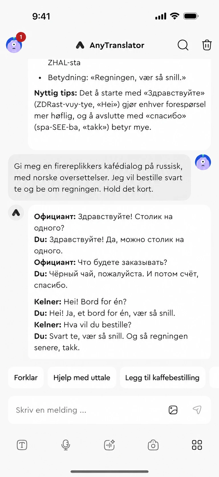 Har du flere spørsmål? Spør videre.